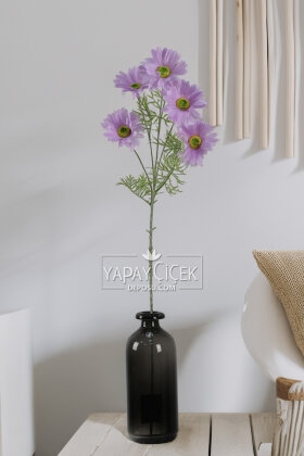 Yapay Çiçek 5 Çiçekli iskandinav Papatya Dalı 80 cm Lila - 2