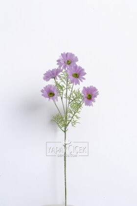 Yapay Çiçek 5 Çiçekli iskandinav Papatya Dalı 80 cm Lila - 3