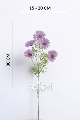 Yapay Çiçek 5 Çiçekli iskandinav Papatya Dalı 80 cm Lila - 4