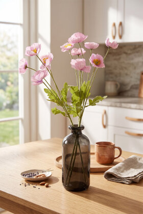 Yapay Çiçek 4lü Gelincik Dalı 60 cm Lila - 3