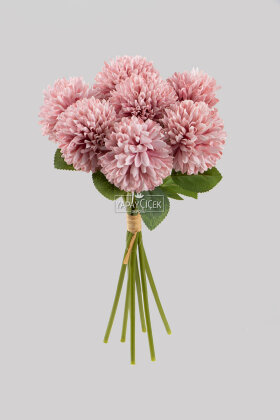 Yapay Çiçek Top Krizantem 7li Mini Kartopu Demeti 30 cm Pudra Lila - 2