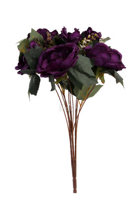 Yapay Lüks İri Kafa Gül Demeti 55 cm Mor - 2