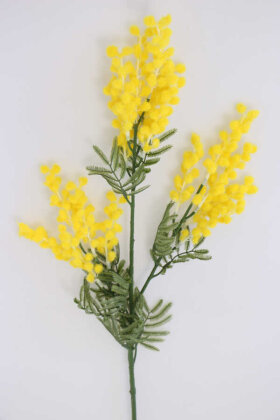 Yapay Lüx 3lü Mimoza Dalı 85 cm Sarı - 3