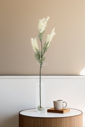 Yapay Lüx 3lü Mimoza Dalı 85 cm Beyaz - Yapay Çiçek Deposu