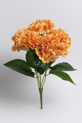 Yapay Lüx 5 Dallı Islak Ortanca Demeti 45 cm Açık Somon - 2