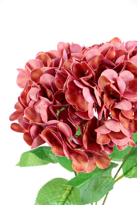 Yapay Lüx 5 Dallı Islak Ortanca Demeti 45 cm Kızıl Kahve - 3