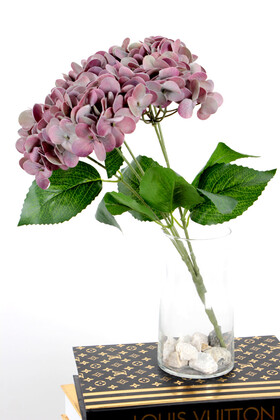 Yapay Lüx 5 Dallı Islak Ortanca Demeti 45 cm Pastel Mürdüm - 2