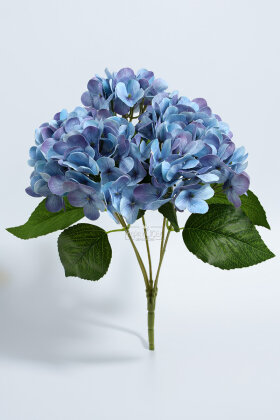 Yapay Lüx 5 Dallı Islak Ortanca Demeti 45 cm Mavi - 2