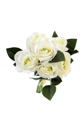 Yapay Lüx 6lı Islak Gül Demeti 28 cm Beyaz - 2