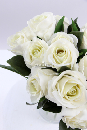 Yapay Lüx 6lı Islak Gül Demeti 28 cm Beyaz - 3