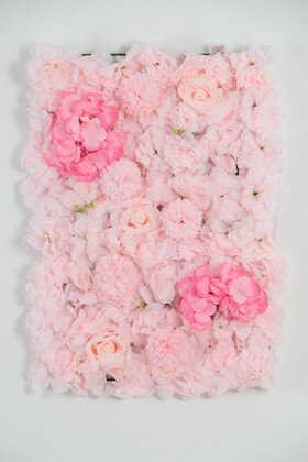 Yapay Lüx Duvar Çiçeği Ortanca ve Gül Zemin Kaplama Duvarı 40x60 cm Pembe-Fuşya - 3