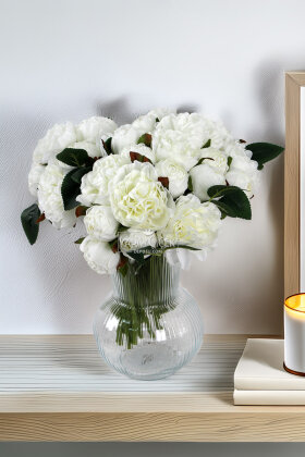 Yapay Lüx Tırtıklı 11li Erengül Buketi Beyaz - 1