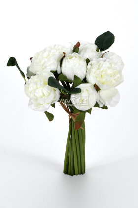 Yapay Lüx Tırtıklı 11li Erengül Buketi Beyaz - 3