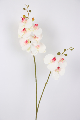 Yapay 3D 2li Islak Orkide Çiçeği 90 cm Beyaz-Pembe - 1