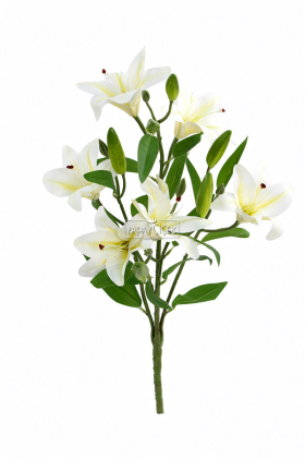 Yapay Çiçek Lüx Dev 6lı Vazo Lilyumu Buketi 60 cm Beyaz - 2