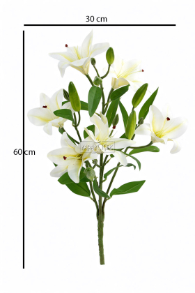 Yapay Çiçek Lüx Dev 6lı Vazo Lilyumu Buketi 60 cm Beyaz - 4