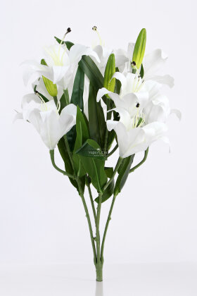 Yapay Çiçek Lüx Dev 6lı Vazo Lilyumu Buketi 55 cm Beyaz - 2