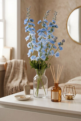 Yapay Lüx Zarif Delphinium Dalı 85 cm Mavi - Yapay Çiçek Deposu