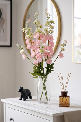 Yapay Lüx Zarif Delphinium Dalı 85 cm Pudra - Yapay Çiçek Deposu