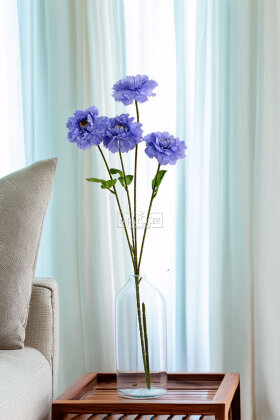 Yapay Çiçek 4 Çiçekli İzlanda Gülü 80 cm Mavi - 2