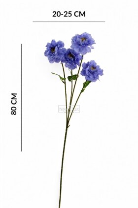 Yapay Çiçek 4 Çiçekli İzlanda Gülü 80 cm Mavi - 4