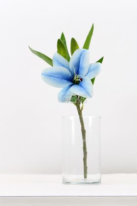 Yapay Çiçek Küçük Dal Islak Zambak 35 cm Mavi - 2