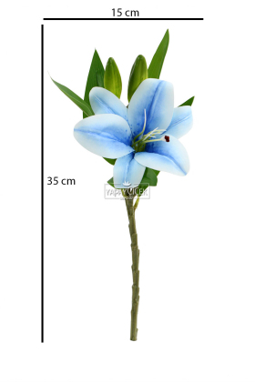 Yapay Çiçek Küçük Dal Islak Zambak 35 cm Mavi - 3