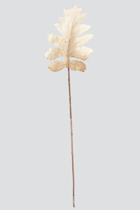 Yapay Büyük Tek Dal Meşe Yaprağı 125 cm Pastel Krem - 2