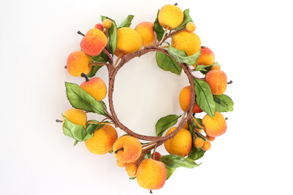 Büyük Boy Dekoratif Meyveli Duvar Süsü - Mum Altlığı Çap 18cm Turuncu - 3