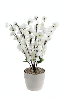 Yapay Mini Bahar Dalı Japon Kiraz Çiçeği Ağacı 50 cm Beyaz - Yapay Çiçek Deposu