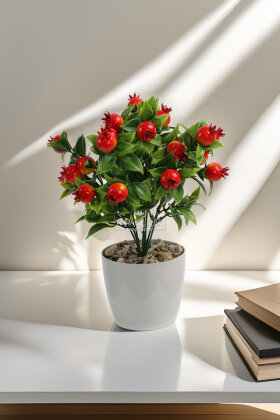 Saksıda Mini Yapay Nar Ağacı 30 cm - Yapay Çiçek Deposu