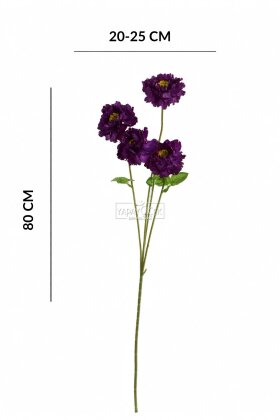 Yapay Çiçek 4 Çiçekli İzlanda Gülü 80 cm Mor - 4