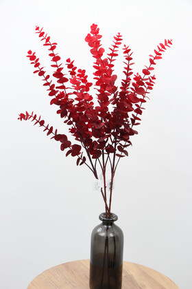 Yapay Retro Pastel Okaliptus Dalı 80 cm Bordo - 3