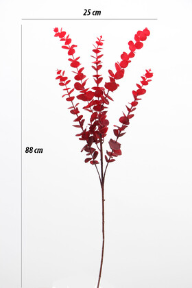 Yapay Retro Pastel Okaliptus Dalı 80 cm Bordo - 4