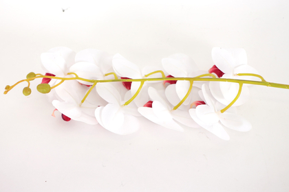 Yapay Dal Baskılı Orkide Çiçeği 88 cm Beyaz Bordo - 4