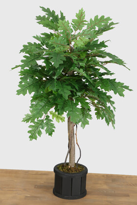 Ahşap Oval Saksıda Yapay Papaya Ağacı 100 cm - Yapay Çiçek Deposu