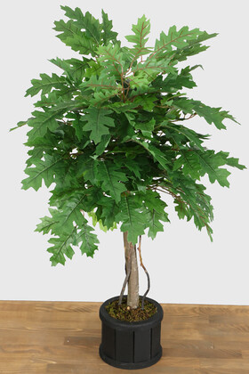 Ahşap Oval Saksıda Yapay Papaya Ağacı 100 cm - 4