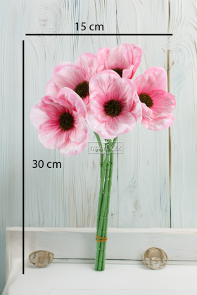 Yapay Çiçek Lüx Islak 5li Dağ Lalesi Demeti 25 cm Pembe - 2
