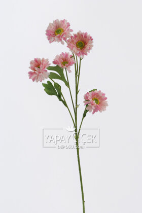 Yapay Çiçek 6 Çiçekli Fransız Gerberası Dalı 75 cm Pembe - 3