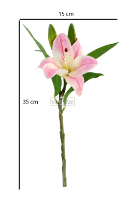 Yapay Çiçek Küçük Dal Islak Zambak 35 cm Pembe - 3