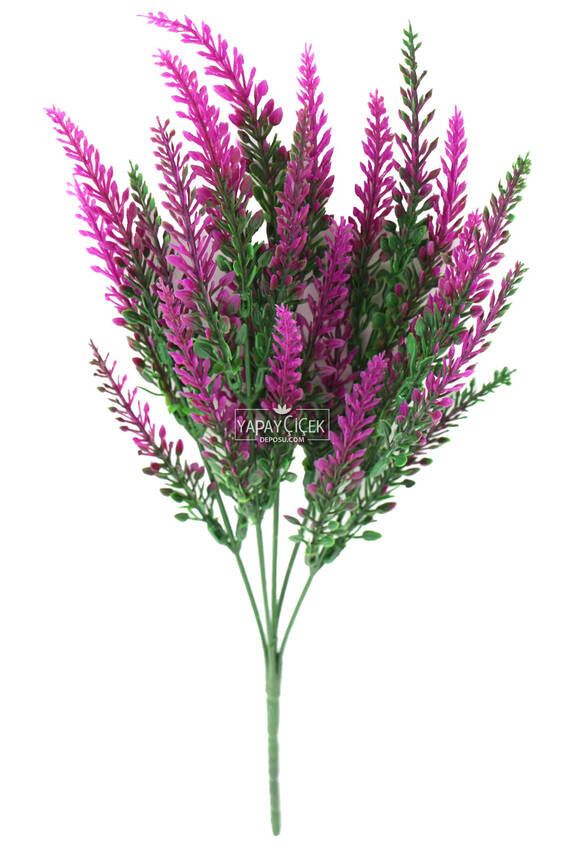 5 Dal Plastik Lavanta Demeti 35 cm Yeşil-Fuşya - 2
