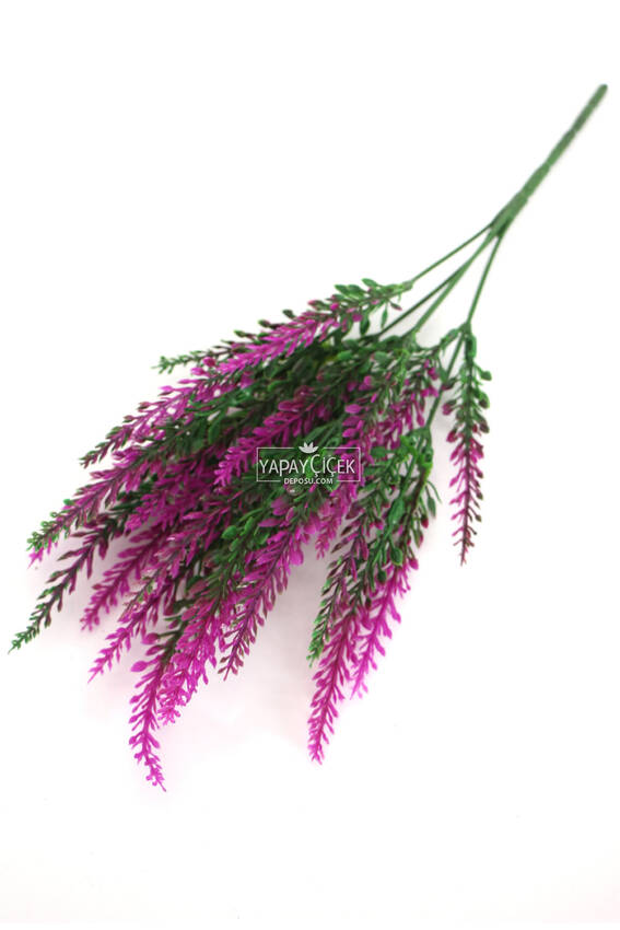 5 Dal Plastik Lavanta Demeti 35 cm Yeşil-Fuşya - 1