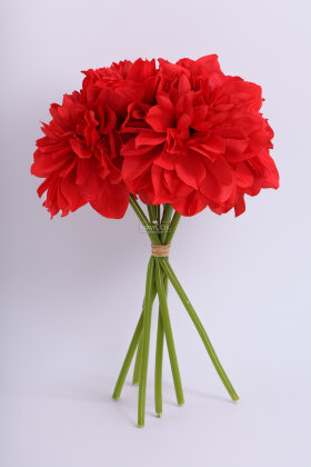 Yapay Krizantem Dahlia Yıldız Çiçeği 25cm Alev Kırmızı - 3