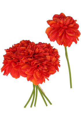 Yapay Krizantem Dahlia Yıldız Çiçeği 25cm Alev Kırmızı - 3