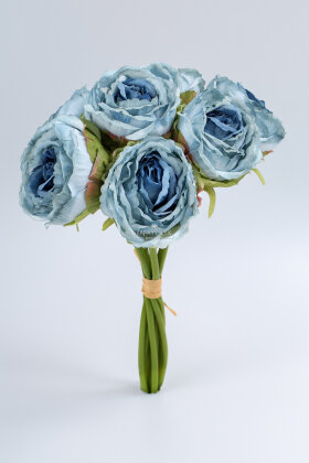 Yapay Premium 7li Kurumuş Nephis Gül Demeti 30 cm Mavi - 3