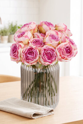 Yapay Premium 7li Kurumuş Nephis Gül Demeti 30 cm Pembe-Lila - Yapay Çiçek Deposu