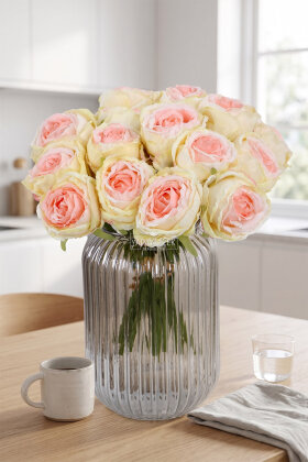 Yapay Premium 7li Kurumuş Nephis Gül Demeti 30 cm Somon-Pembe - Yapay Çiçek Deposu