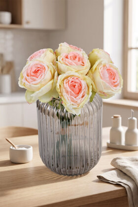 Yapay Premium 7li Kurumuş Nephis Gül Demeti 30 cm Somon-Pembe - 2