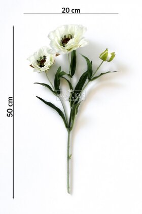 Yapay Premium Yumşak Dokulu 3lü Arı Çiçeği Dalı 50 cm Beyaz - 4