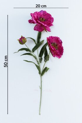 Yapay Premium Yumşak Dokulu 3lü Arı Çiçeği Dalı 50 cm Mor - 4